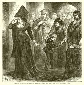 女王伊丽莎白维德维尔和她的儿子，约克公爵分开，1483年