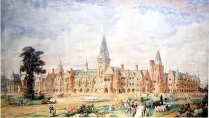 学校或学院的透视设计，约1865年 作者 英语学校