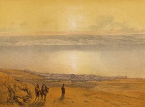 圣经中提到的地方。提比哩亚 (chromolitho) 作者 英语学校