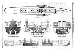 1857年大东方轮船的计划和横断面 作者 英语学校