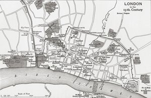 13世纪伦敦的计划，来自JR Green的“英国人的短暂历史”，1893年出版 作者 英语学校