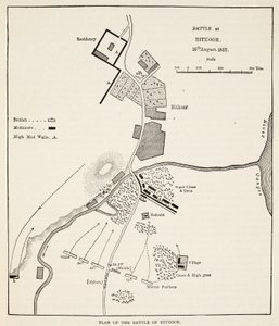 1857年8月16日，来自卡塞尔斯画报英国历史的比索尔战役计划 作者 英语学校