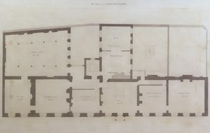 在皇家学院收购后，该房屋最初改建后，Albemarle街21号的底层计划，c.1800（铅笔和纸板上的wc） 作者 英语学校