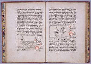 板块C5v-C6r，来自&39;Hier begynneth the book callid the myrrour of the worlde&39;，William Caxton，1481（woodcut und letterpress） 作者 英语学校