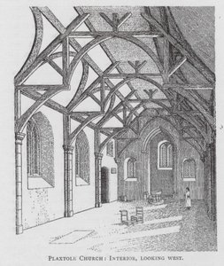 普莱克斯托尔教堂，内部，向西望去（石版画） 作者 英语学校
