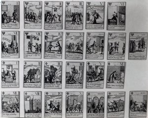 1688年至1889年的光荣革命中的扑克牌，c.1689 作者 英语学校