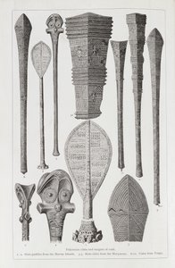 波利尼西亚俱乐部和排名徽章，来自“人类历史”，第1卷，由Friedrich Ratzel教授，1896年 作者 英语学校