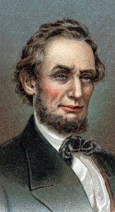 亚伯拉罕-林肯肖像 - 亚伯拉罕-林肯（1809-1865）美国第16任总统的肖像 - 来自 "人的领袖 "系列 - 色版画 - 英国学校，20世纪 - 作者 英语学校