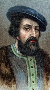 HERNANDO (Hernan) CORTES (Cortez) (1485-1547) 英国征服者的肖像 - 来自 "人类领袖 "系列 - 铬版印刷 - 英国学校，20世纪 - 。 作者 英语学校