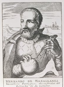 1886年伦敦Jusin Winsor编辑的“美国叙事与批评历史”中Hernando de Magallanes（c.1480-1521）的肖像 作者 英语学校