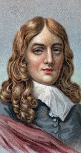 约翰-米尔顿（1608-1674）的肖像 - 从 "人的领袖 "系列 - 铬版印刷 - 英国学校，20世纪 - 作者 英语学校