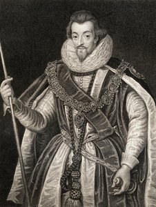 罗伯特塞西尔的肖像，索尔兹伯里的第一伯爵（1563-1612），来自Lodges British Portraits，1823年 作者 英语学校