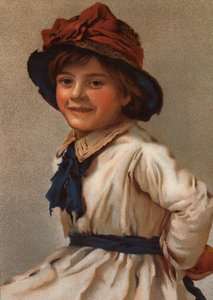 戴帽子的年轻女孩肖像（chromolitho） 作者 英语学校