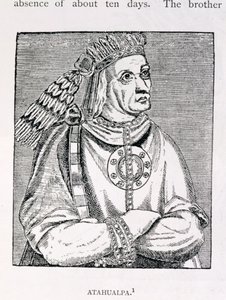 Atahualpa最后一位印加酋长的肖像，来自“美国的叙事与批评历史”，由Justin Winsor编辑，1886年伦敦 作者 英语学校