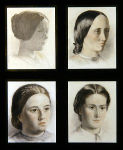 年轻女士的肖像，约1830年（纸上红白粉笔）。 作者 英语学校