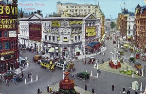 明信片描绘皮卡迪利广场c.1928 作者 英语学校