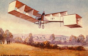 描绘Santos-Dumont 14-bis飞机的明信片，c。 1910 作者 英语学校