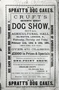 海报广告Cruft&39;s Dog Show于1891年在伦敦伊斯灵顿的皇家农业大厅举行 作者 英语学校