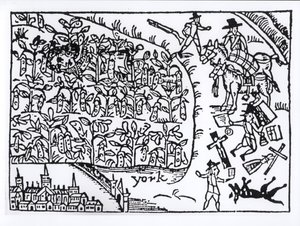 鲁珀特王子（1619-82）于1644年7月2日在Marston Moor战役中躲藏在豆田中 作者 英语学校