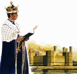 Caernarvon城堡前的威尔士亲王 作者 英语学校