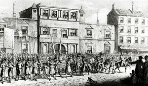 游行于1743年在伦敦嘲笑共济会，1843年 作者 英语学校