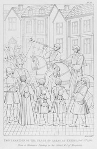 1435年10月2日在兰斯发表的《阿拉斯和平宣言》（雕版印刷）。 作者 英语学校