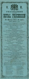 1872年2月27日伦敦圣保罗大教堂访问皇家游行时的计划 作者 英语学校