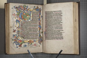 带有Sarum的诗篇使用日历，Fol 72 verso fol 73 recto，c.1425-75（牛皮纸上的墨水，颜料和金色） 作者 英语学校