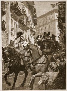 查尔斯王子在马德里的公众接待，插图来自Cassell Illustrated History of England（sepia photo） 作者 英语学校