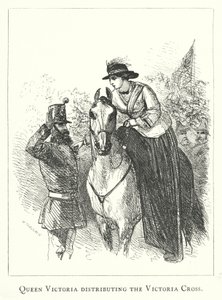 维多利亚女王分发维多利亚十字勋章（雕刻）。 作者 英语学校