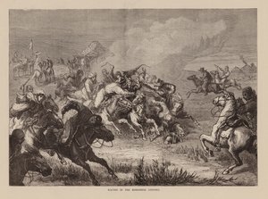 克尔盖塞草原上的赛马（雕刻） 作者 英语学校