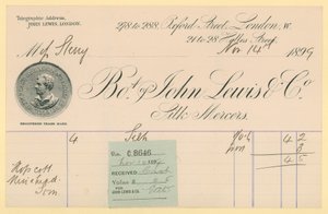 1896年11月14日收到John Lewis＆Co。的收据 作者 英语学校