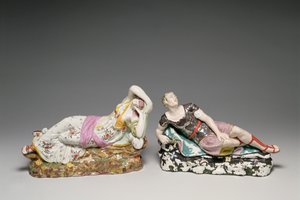 克利奥帕特拉（公元前69-30）和马克安东尼（公元前82  -  30年），斯塔福德郡，1810-20（珍珠软件）的数字斜倚 作者 English School