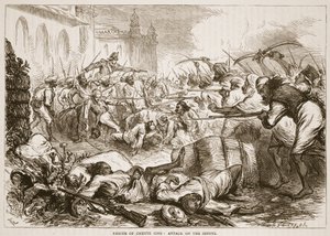 拯救Cheyte Sing：攻击sepoys，插图来自卡塞尔斯画报印度历史的詹姆斯格兰特，酒吧。 1879年 作者 英语学校