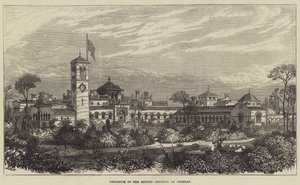 英国公使馆在德黑兰的住所（雕刻）。 作者 英语学校