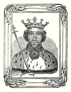 理查德二世生于 1366 年，1377 年加冕，1399 年被谋杀（雕刻）。 作者 英语学校