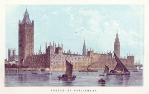 泰晤士河：议会大厦（彩色雕刻） 作者 英语学校