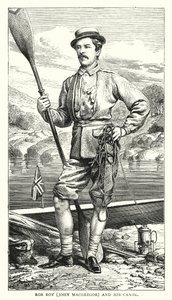 Rob Roy、John MacGregor 和他的独木舟（彩色雕刻） 作者 英语学校