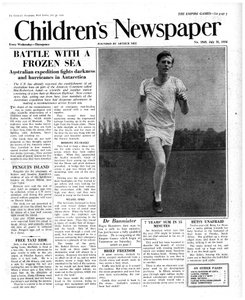 Roger Bannister，1954年“儿童报”的头版（新闻纸） 作者 英语学校