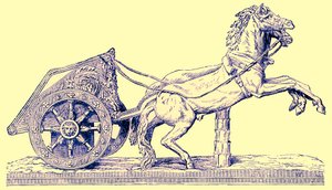 罗马赛车战车，插图来自爱尔兰奥利尔的卡塞尔斯插图通用历史，1890年出版（数字增强图像） 作者 英语学校