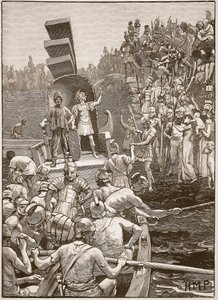 离开英国的罗马士兵，插图来自卡塞尔斯画报英国历史（棕褐色照片） 作者 英语学校