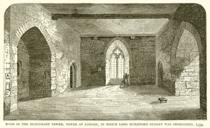 位于伦敦塔的Beauchamp Tower的房间，其中Guildford Dudley勋爵被监禁，1554年 作者 英语学校