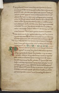 皇家 13.A.XI, f.47vInitial P.De temporum ratione.Bede the Venerable.Miscellany of works on computus and astronomy.11 世纪-12 世纪 作者 英语学校