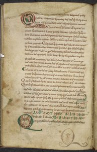 Royal 13. A.XI, f.79v Human faces in initials, De temporum ratione, Bede the Venerable (vellum)   1401151   zh       chinese Successfully Translated  Original: Early representation of the Divining Rod, showing a figure with a diving rod above ground search 作者 英语学校