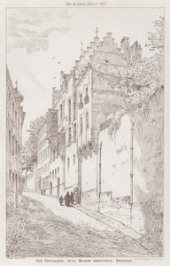 Rue Terracken，与 Maison Gravestein，布鲁塞尔（雕刻） 作者 英语学校