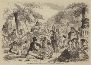 圣周一，或人民的节日，汉普顿宫的野餐（雕刻）。 作者 英语学校