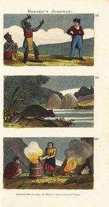 塞缪尔-赫恩观看美洲原住民的吞剑者58，北美海狸，Castor canadensis 59和印第安人在木桶中用热石子煮水60 作者 英语学校