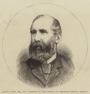 伦敦和布莱顿铁路公司主席、议员塞缪尔-莱恩（Samuel Laing）（雕刻 作者 英语学校