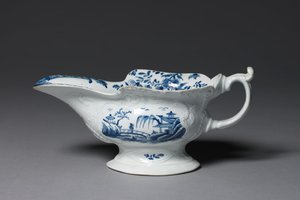 酱汁船，可能由伍斯特瓷器厂或布里斯托尔瓷器厂制造，约1752年 作者 英语学校
