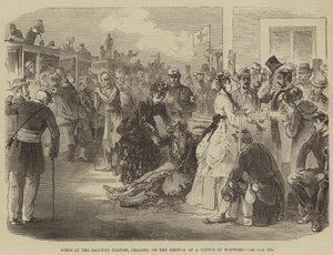 伤员车队抵达时在夏隆火车站的场景（雕刻）。 作者 英语学校